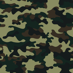 Fototapeta premium Green army camouflage seamless pattern, modern classic background, disguise texture. forest pattern