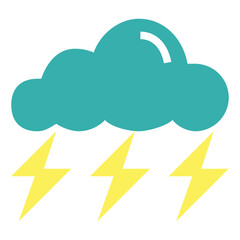 thunder storm flat icon style
