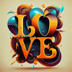 Illustration of love abstract background, Generative Ai