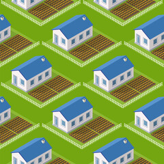 Seamless city building house Repeating Tile Pattern Isometric Illustration