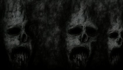 Background with scary faces on the wall, horror texture for background Generative AI