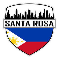 Santa Rosa Philippines Flag Skyline Silhouette Santa Rosa Philippines Lover Travel Souvenir Sticker Vector Illustration SVG EPS AI
