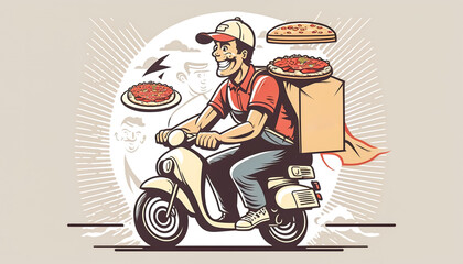 Courier delivering pizza, food concept, generative AI.