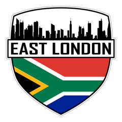 Fototapeta premium East London South Africa Flag Skyline Silhouette East London South Africa Lover Travel Souvenir Sticker Vector Illustration SVG EPS AI