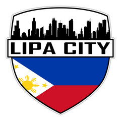 Lipa City Philippines Flag Skyline Silhouette Lipa City Philippines Lover Travel Souvenir Sticker Vector Illustration SVG EPS AI