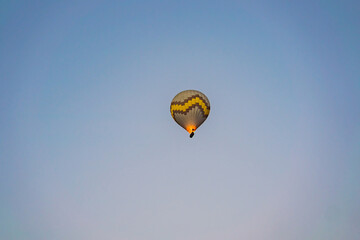 Beautiful hot air balloons over blue sky