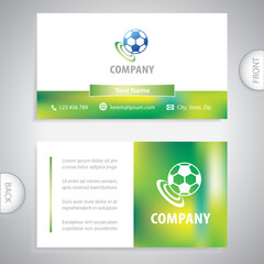 Business card template. Symbol for Soccer and football. Concept for gaming zone and sports enjoyment.