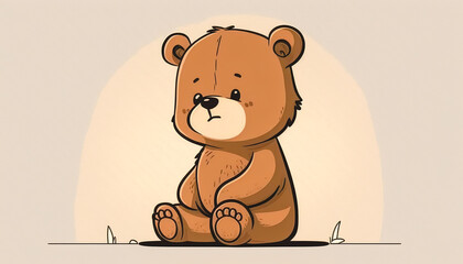 Cute sad teddy bear isolated, generative AI.