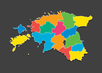 Vector map country Estonia divided on regions