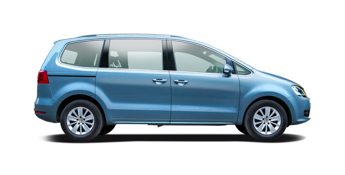 VW Sharan MPV car, side view isolated on white background, 2 August 2016, Thessaloniki, Greece	