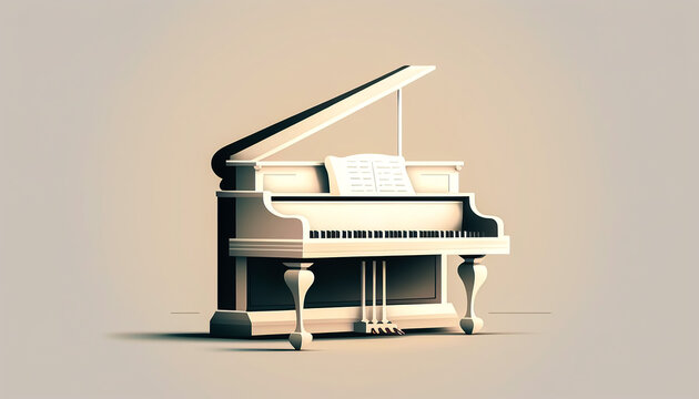 Concert grand piano isolated, music concept, generative AI.