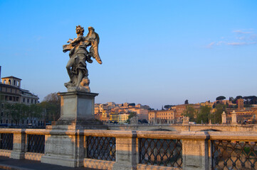 Fototapeta na wymiar angel statue on Saint Angelo bridge in Rome Italy