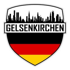 Fototapeta premium Gelsenkirchen Germany Flag Skyline Silhouette Gelsenkirchen Germany Lover Travel Souvenir Sticker Vector Illustration SVG EPS AI