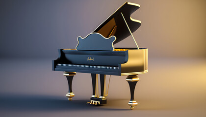 Concert grand piano isolated, music concept, generative AI.