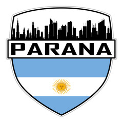 Parana Argentina Flag Skyline Silhouette Parana Argentina Lover Travel Souvenir Sticker Vector Illustration SVG EPS AI - obrazy, fototapety, plakaty