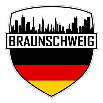 Braunschweig Germany Flag Skyline Silhouette Braunschweig Germany Lover Travel Souvenir Sticker Vector Illustration SVG EPS AI
