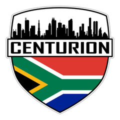 Centurion South Africa Flag Skyline Silhouette Centurion South Africa Lover Travel Souvenir Sticker Vector Illustration SVG EPS AI