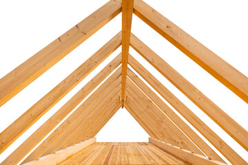 Naklejka na ściany i meble roof truss with beams on a new construction of a house
