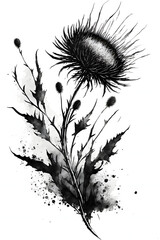 Thistle flower, generative AI illustration