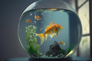 Plakat Fish in aquarium. Generative AI