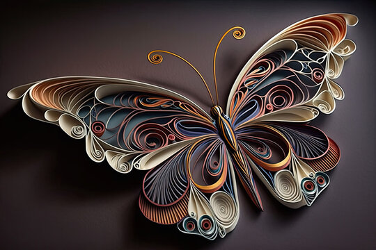 Quilling paper butterfly art made with generative ai