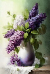 Lilac flowers, generative AI illustration