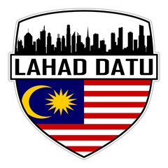 Lahad Datu Malaysia Flag Skyline Silhouette Lahad Datu Malaysia Lover Travel Souvenir Sticker Vector Illustration SVG EPS AI