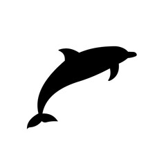 realistic black dolphin silhouette isolated - vector illustration