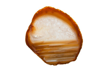 Section of a white and orange geode
