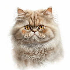 Realistic head Persian Cat on a white background, generative AI