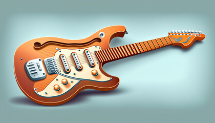 Fototapeta na wymiar Bright electric guitar isolated, close up, generative AI.