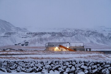 snow covered house