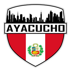 Ayacucho Peru Flag Skyline Silhouette Ayacucho Peru Lover Travel Souvenir Sticker Vector Illustration SVG EPS AI