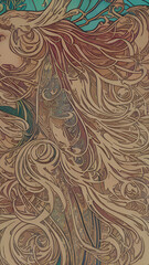 abstract art nouveau decoration illustration for cards or banner designs, generative ai