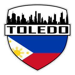 Toledo Philippines Flag Skyline Silhouette Toledo Philippines Lover Travel Souvenir Sticker Vector Illustration SVG EPS AI