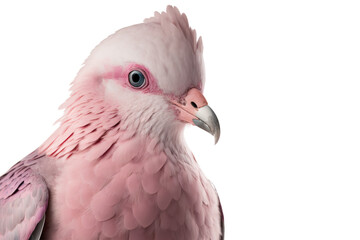 Pink dove head isolated on white background. Generative AI