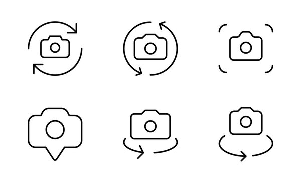 Front camera switch from front to back camera outline flat icon for apps icon vector on white background