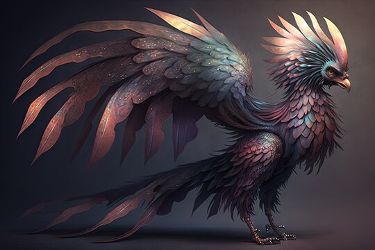 Mythical Shape Shifter with Feathery Scales Generative AI
