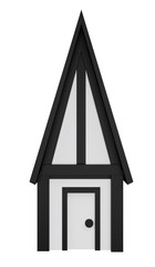 White and black Witch house. 3d rendering.