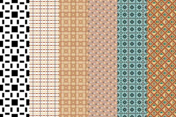 Seamlessly set pattern. Symmetric abstract wallpaper. Digital paper, textile print. Vector illustration.