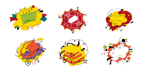 Set of doodle bubbles for comics.  Circles, clouds, arrows, waves.  Place for inscriptions.  Cartoon style
