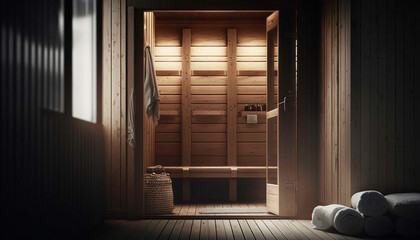 interior of the house. Indoor sauna. Generative AI