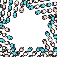 Blue and cream circle dots frame. Vector illustration.	