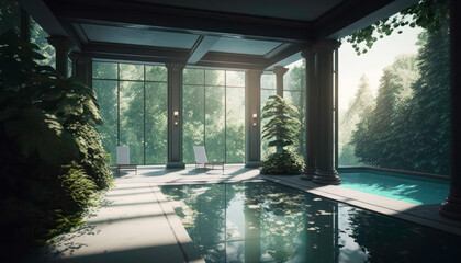 Fototapeta premium window in the house. Spa interior. Generative AI