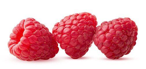 Three ripe raspberries