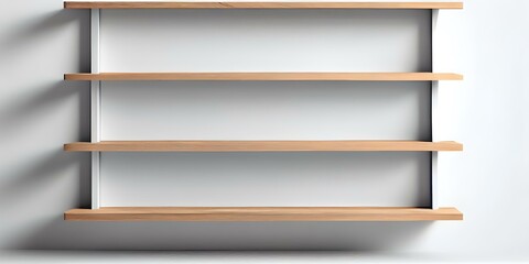 Wooden Shelf or Product Display on White Wall Background with Home Decoration Concept