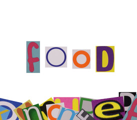 word food from cut magazine colored letters