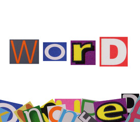 word word from cut magazine newspaper colored letters
