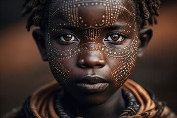 Tribal Heritage. Portrait of Native African person from a tribe. Cultural concept. AI Generative