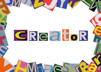 word Creator from cut magazine colored letters